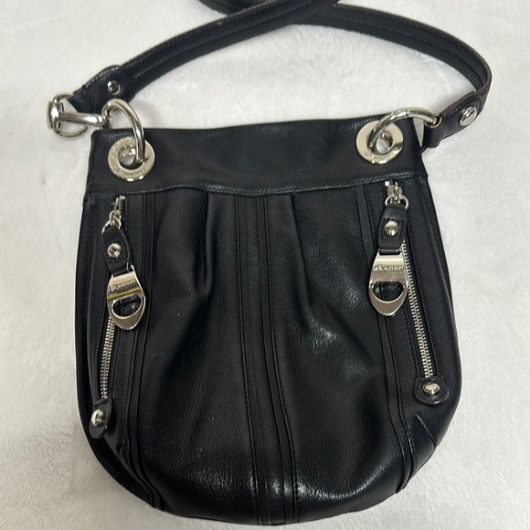 B. Makowsky Durango Soft Leather Convertible Crossbody Shoulder Handbag Black - Picture 2 of 14